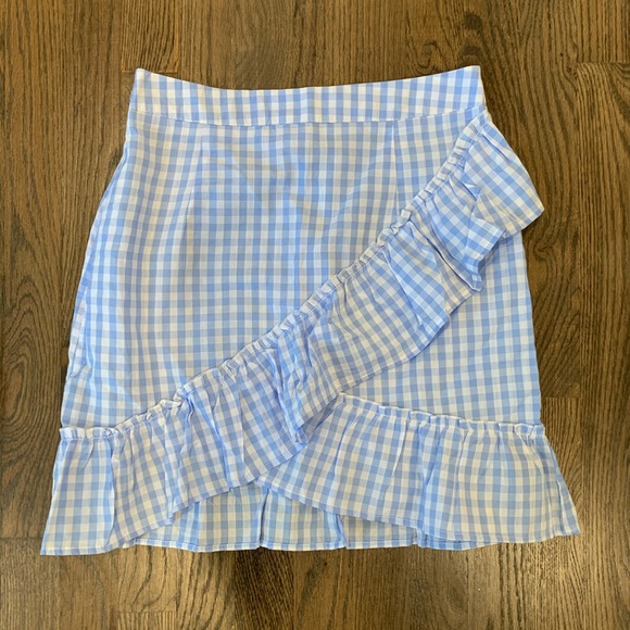 NWOT Missguided Blue Plaid Frill Detail Skirt - Picture 4 of 4